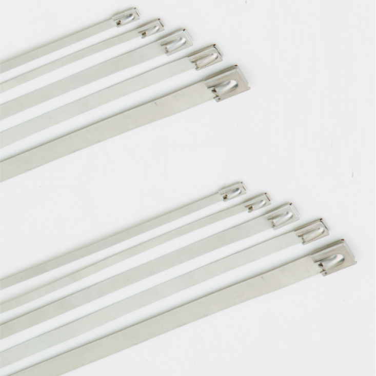 White steel stainless steel tie with ball self-locking type